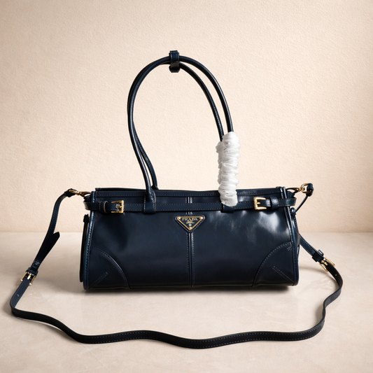 Luxury Navy Blue Barrel Bag – Designer Style