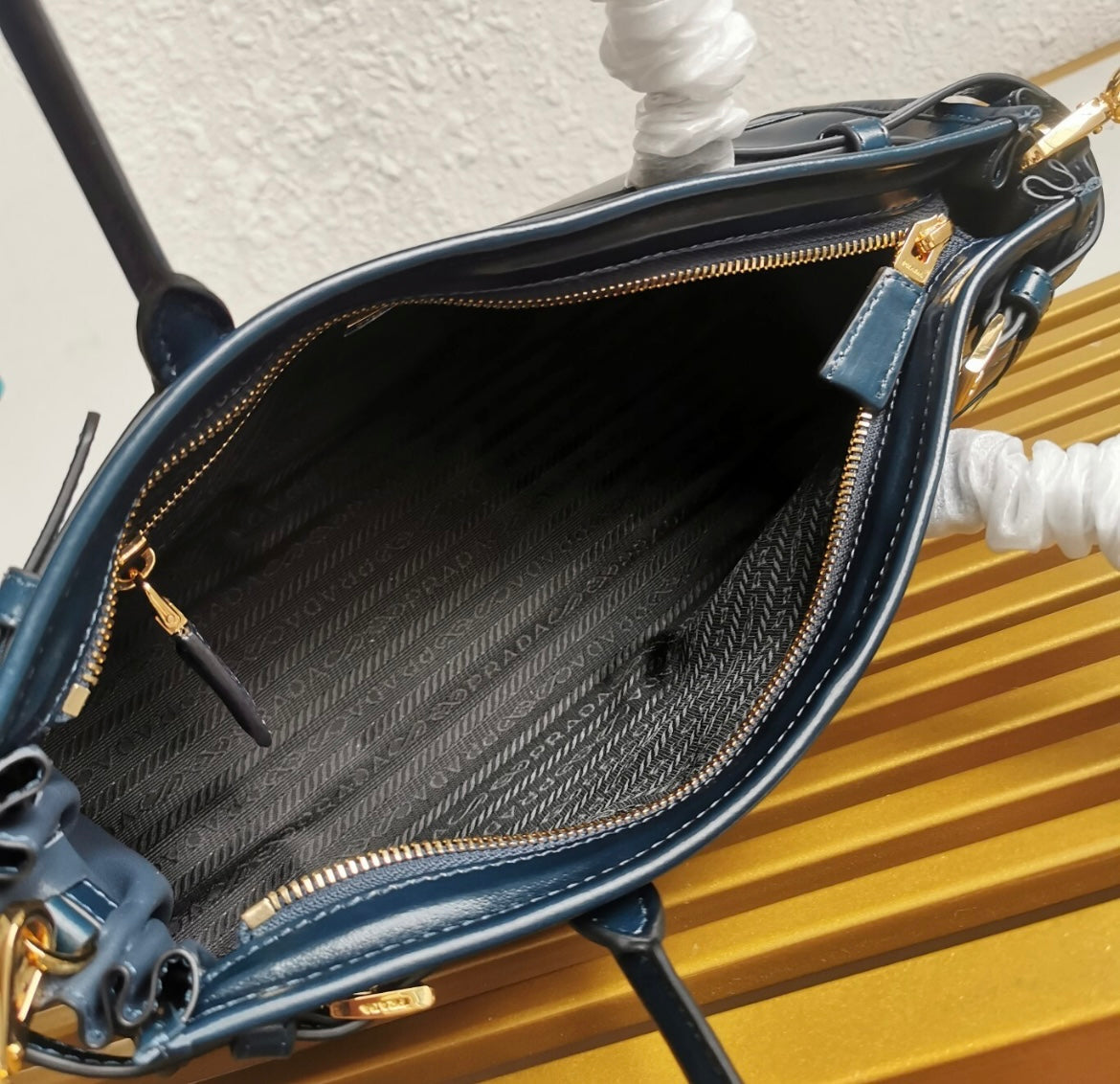 Luxury Navy Blue Barrel Bag – Designer Style