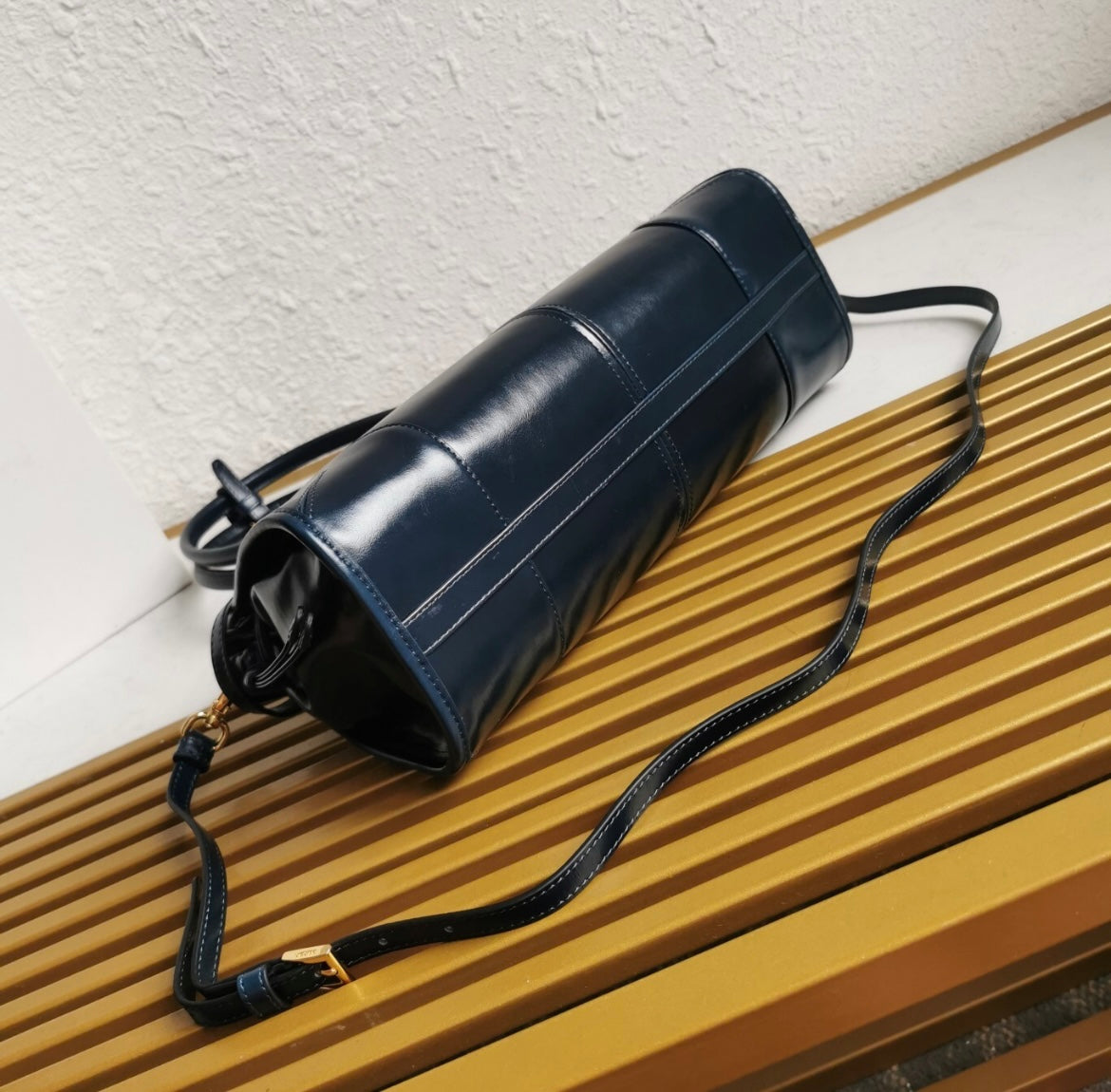 Luxury Navy Blue Barrel Bag – Designer Style