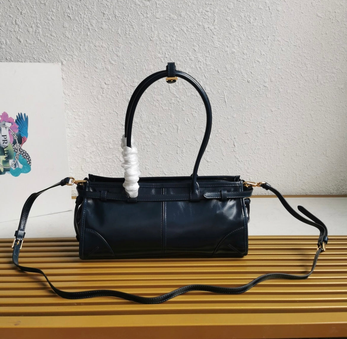 Luxury Navy Blue Barrel Bag – Designer Style