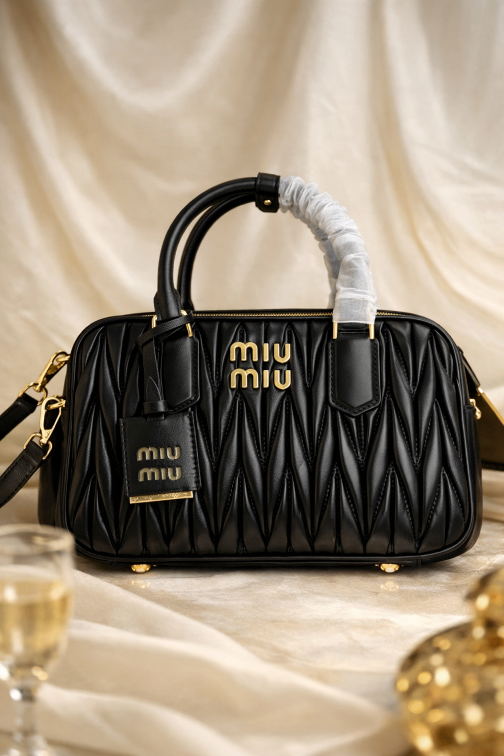 Luxury Black Matelassé Bag – Designer Style
