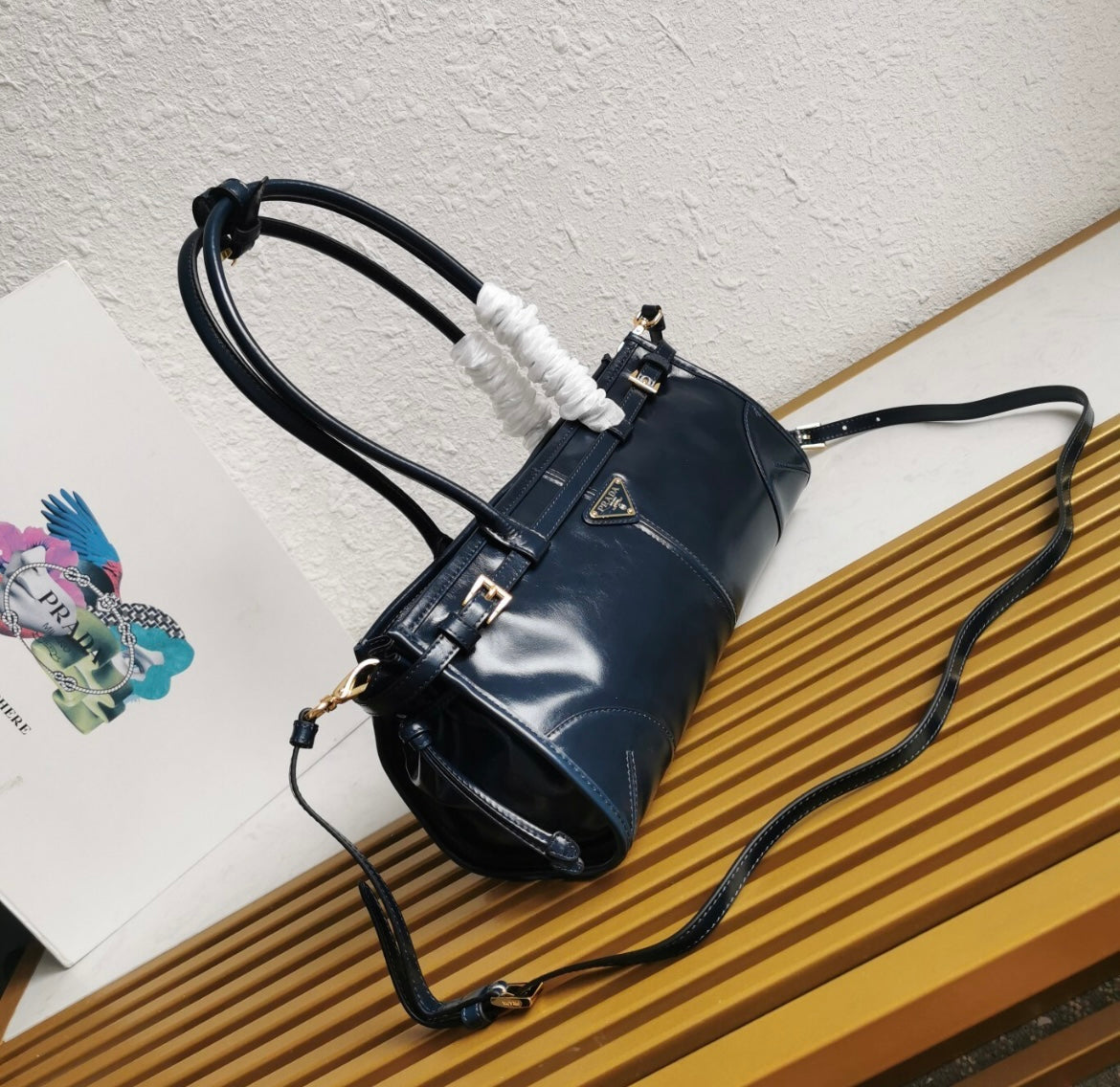 Luxury Navy Blue Barrel Bag – Designer Style